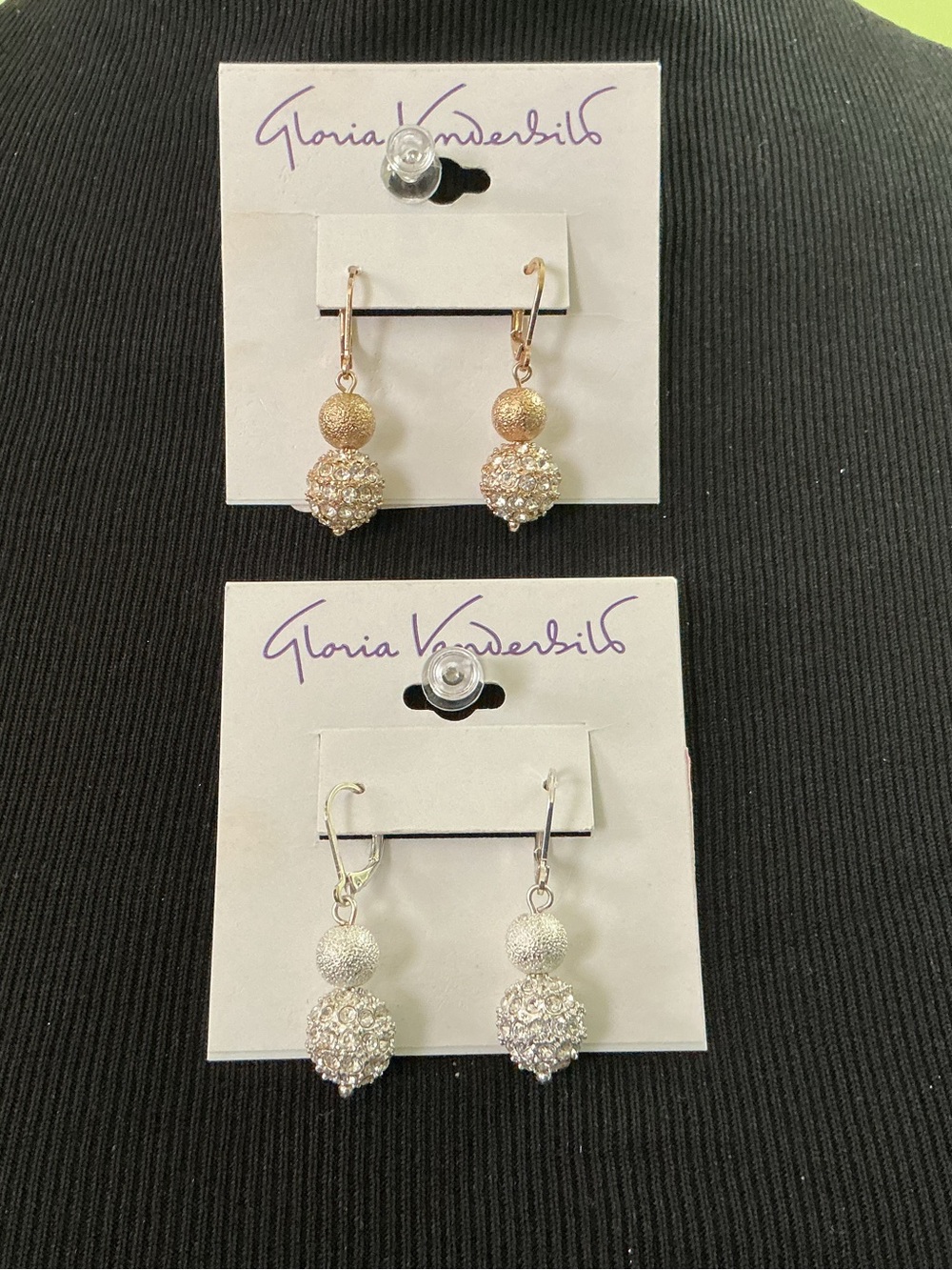 Gloria Vanderbilt 2 Set Sparkle Drop Earrings - Gold and Silver
